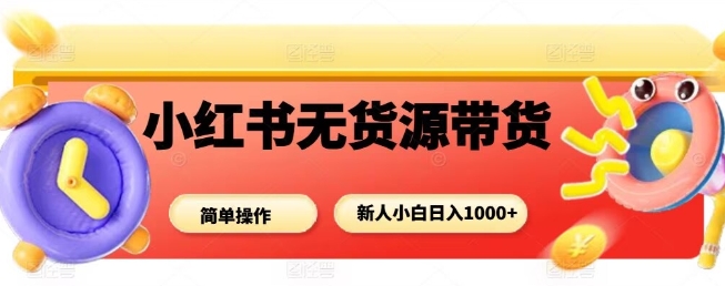 小红书无货源带货项目，简单无脑，新人小白日入多张-副业资源网
