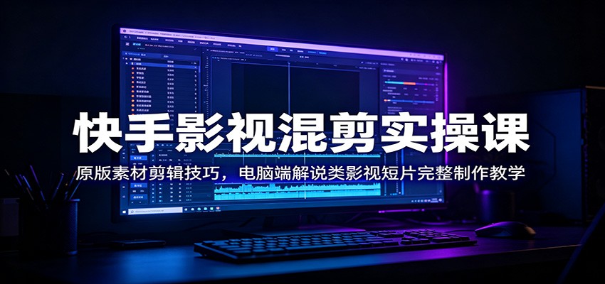 快手影视混剪实操课：原版素材剪辑技巧，电脑端解说类影视短片完整制作教学-副业资源网