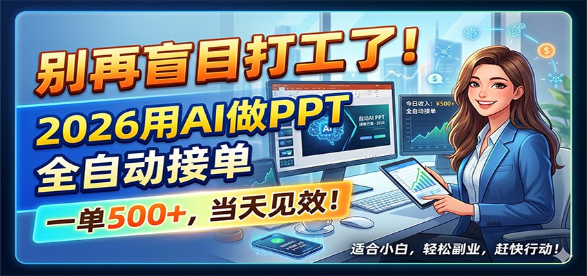 别再盲目打工了！2026用AI做PPT全自动接单，一单5张+，当天见效！-副业资源网
