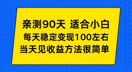 亲测90天！适合小白的自动项目，每天收入100左右，方法很简单【揭秘】-副业资源网