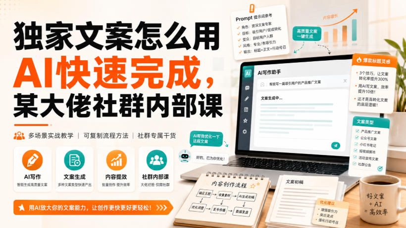 独家文案怎么用AI快速完成，某大佬社群内部课-副业资源网