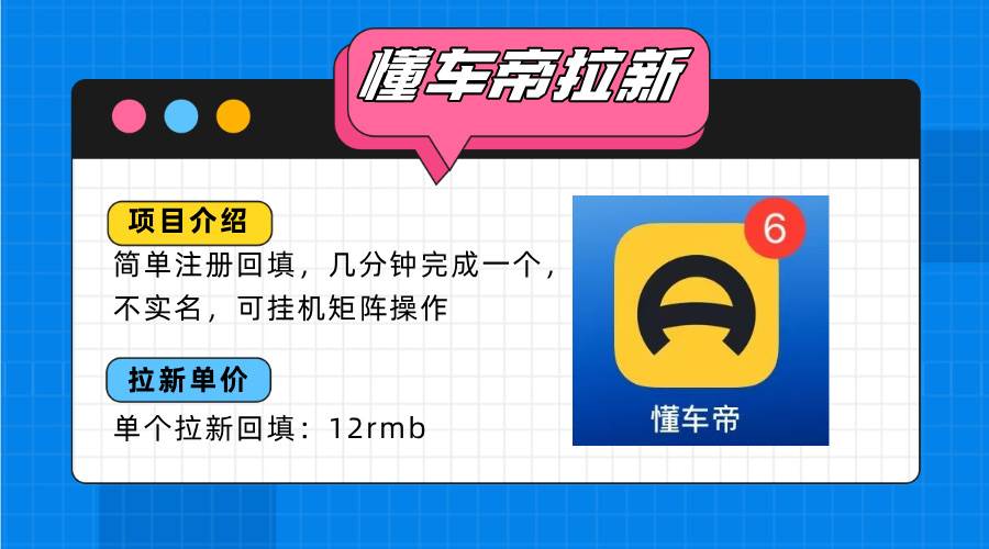 （15661期）懂车帝邪修拉新玩法，简单注册回填，不sm，单个拉新12rmb，轻松日入200+-副业资源网