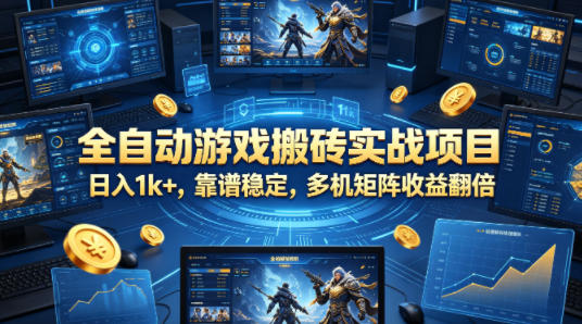 全自动游戏搬砖实战项目，日入1k+，靠谱稳定，多机矩阵收益翻倍【揭秘】-副业资源网