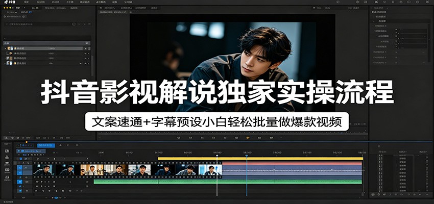 抖音影视解说独家实操流程，文案速通+字幕预设小白轻松批量做爆款视频-副业资源网