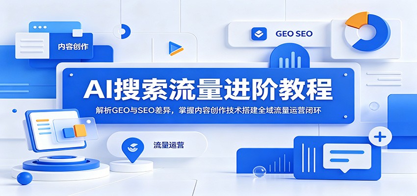 AI搜索流量进阶教程：解析GEO与SEO差异，掌握内容创作技术搭建全域流量运营闭环-副业资源网