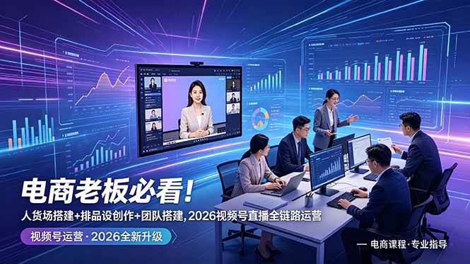 （18845期）电商老板必看！人货场搭建+排品设计+素材创作+团队搭建，2026视频号直播全链路运营-副业资源网
