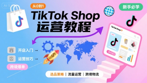 TikTok Shop从0到1运营教程，TikTok跨境电商新手必学课程-副业资源网