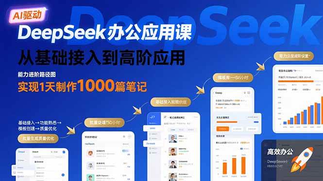 （15754期）DeepSeek办公应用课：从基础接入到高阶应用，实现1天制作1000篇笔记-副业资源网
