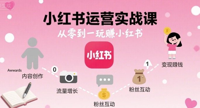 小红书运营实战课，从零到一玩賺小红书-副业资源网