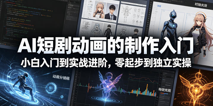 AI短剧动画的制作入门，小白入门到实战进阶，零起步到独立实操-副业资源网