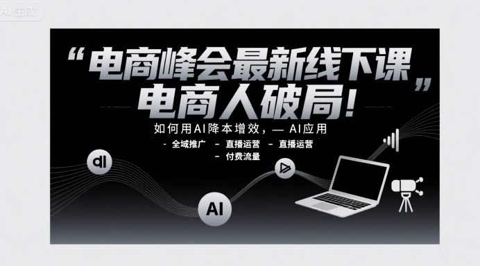 电商峰会最新线下课，电商人破局，如何用AI降本增效，AI应用-全域推广-直播运营-付费流量-副业资源网