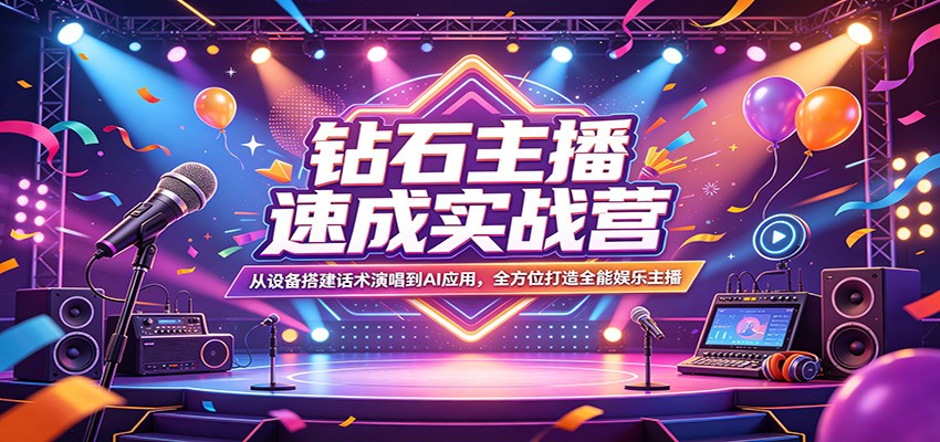 钻石主播速成实战营:从设备搭建话术演唱到AI应用,全方位打造全能娱乐主播 钻石主播速成实战营:从设备搭建话术演唱到AI应用,全方位打造全能娱乐主播