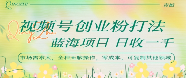 视频号创业粉打法，日入1k，蓝海项目，市场需求大，全程无脑操作，可复制-副业资源网