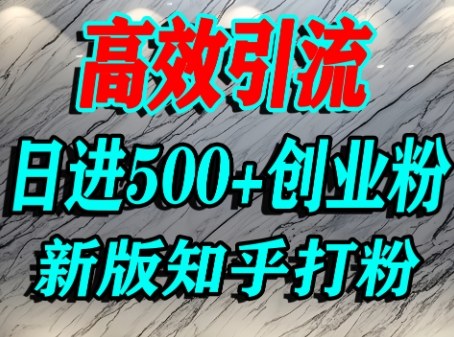 怎么打创业粉，知乎超高权重流量平台，打粉引流，日进500+精准创业粉不是问题-副业资源网