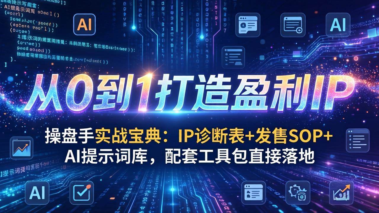 （17593期）操盘手实战宝典：IP诊断表+发售SOP+AI提示词库，配套工具包直接落地，从0到1打造盈利IP-副业资源网