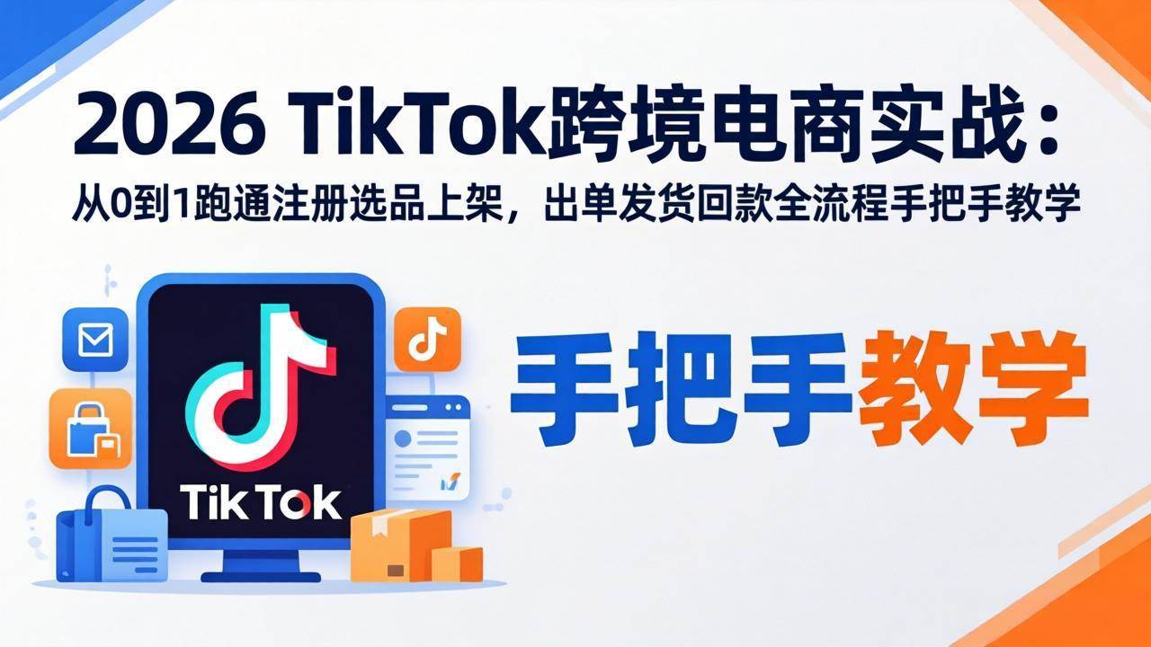 （17850期）2026TikTok跨境电商实战：从0到1跑通注册选品上架，出单发货回款全流程手把手教学-副业资源网