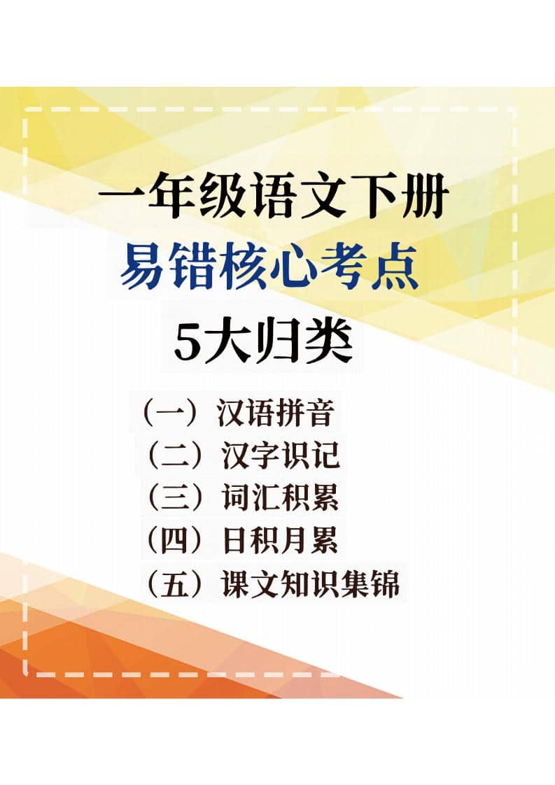 一年级下语文期末复习易错核心考点-副业资源网