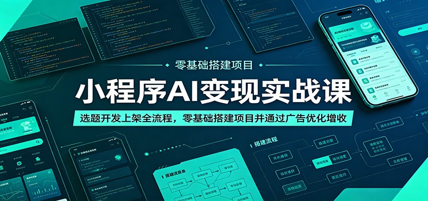 小程序AI变现实战课：选题开发上架全流程，零基础搭建项目并通过广告优化增收-副业资源网