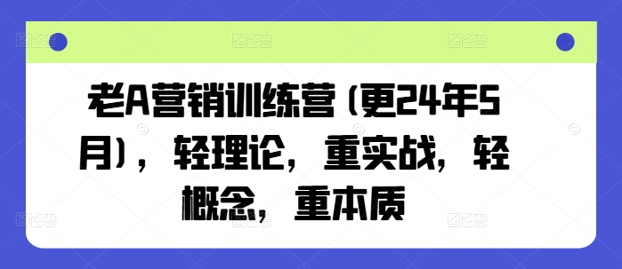 老A营销训练营(更25年6月)，轻理论，重实战，轻概念，重本质-副业资源网