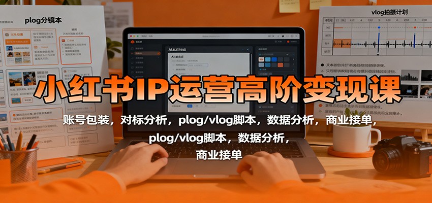 小红书IP运营高阶变现课：账号包装，对标分析，plog/vlog脚本，数据分析，商业接单-副业资源网