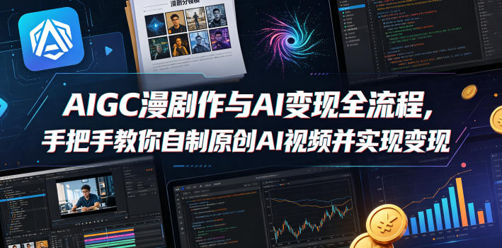 AIGC漫剧创作与AI变现全流程，手把手教你自制原创AI视频并实现变现-副业资源网