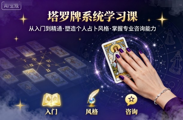 塔罗牌系统学习课，助你从入门到精通，塑造个人占卜风格，掌握专业咨询能力-副业资源网