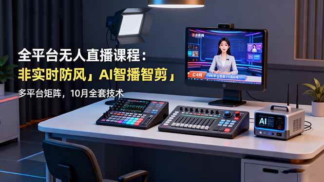 (16279期)全平台无人直播课程:非实时防风+AI智播智剪+多平台矩阵,10月全套技术-副业资源网
