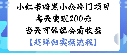 小红书暗黑小众冷门项目每天变现2张当天可能就会有收益-副业资源网