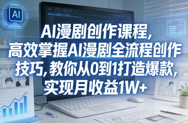 某社群AI漫剧创作课程，高效掌握AI漫剧全流程创作技巧，教你从0到1打造爆款，实现月收益1W+-副业资源网