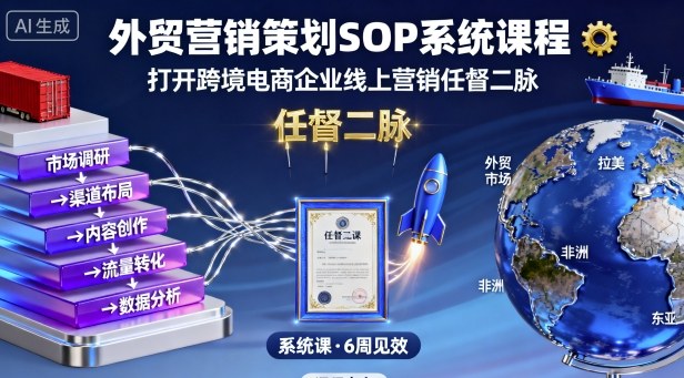 外贸营销策划SOP系统课程，打开跨境电商企业线上营销任督二脉-副业资源网