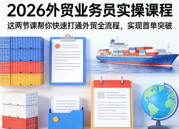 2026外贸业务员实操课程，这两节课帮你快速打通外贸全流程，实现首单突破-副业资源网