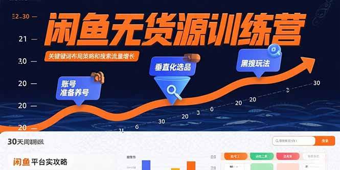 （15698期）闲鱼无货源训练营：账号准备养号/垂直化选品/黑搜玩法，0基础30天盈利指南-副业资源网