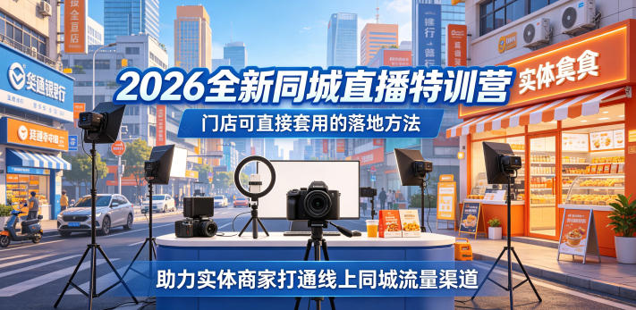 2026全新同城直播特训营，门店可直接套用的落地方法，助力实体商家打通线上同城流量渠道-副业资源网