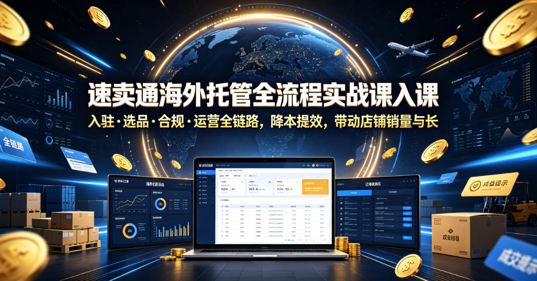速卖通海外托管全流程实战课入驻・选品・合规・运营全链路,降本提效,带动店铺销量与收益增长-副业资源网
