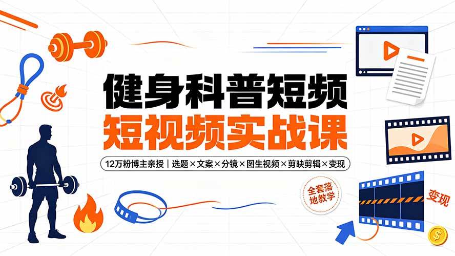 （19312期）健身科普短视频实战课-12万粉博主亲授｜选题×文案×分镜×图生视频×剪映剪辑×变现，全套落地教学-副业资源网