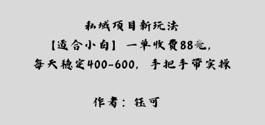 私域项目新玩法【适合小白】一单收费88米，每天稳定几张，手把手带实操-副业资源网