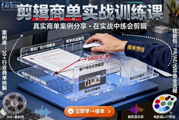 剪辑商单实战训练课，真实商单案例分享，在实战中练会剪辑-副业资源网