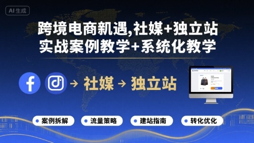 跨境电商新机遇，社媒+独立站，实战案例教学+系统化教学-副业资源网