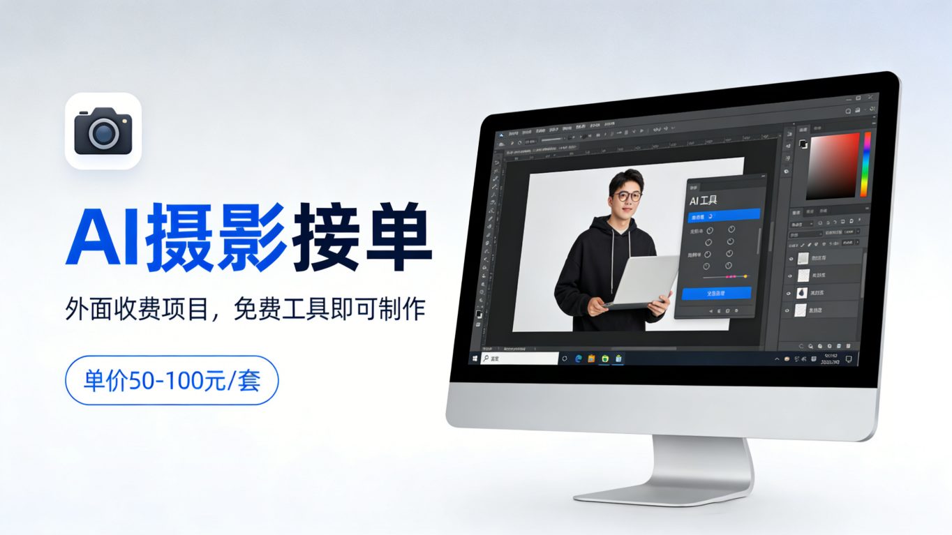 外面收费项目，AI摄影接单，免费工具就可以做，单价50-100一套-副业资源网