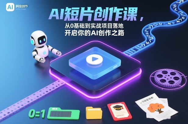 AI短片创作课，从0基础到实战项目落地，开启你的AI创作之路-副业资源网