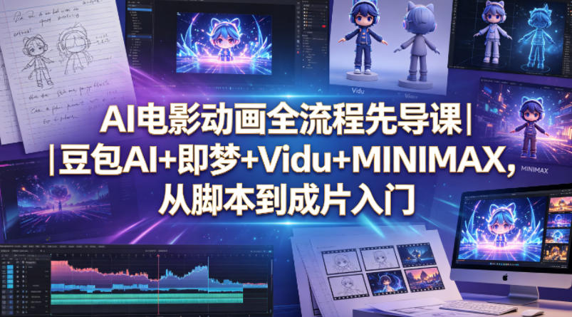 AI电影动画全流程先导课｜豆包AI+即梦+Vidu+MINIMAX，从脚本到成片入门-副业资源网