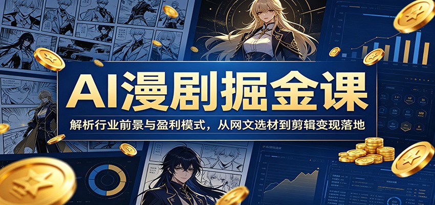 AI漫剧掘金课：解析行业前景与盈利模式，从网文选材到剪辑变现落地-副业资源网