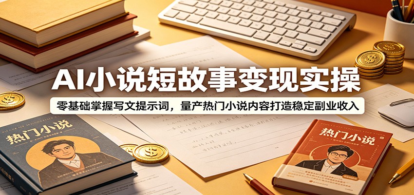 AI小说短故事变现实操：零基础掌握写文提示词，量产热门小说内容打造稳定副业收入-副业资源网