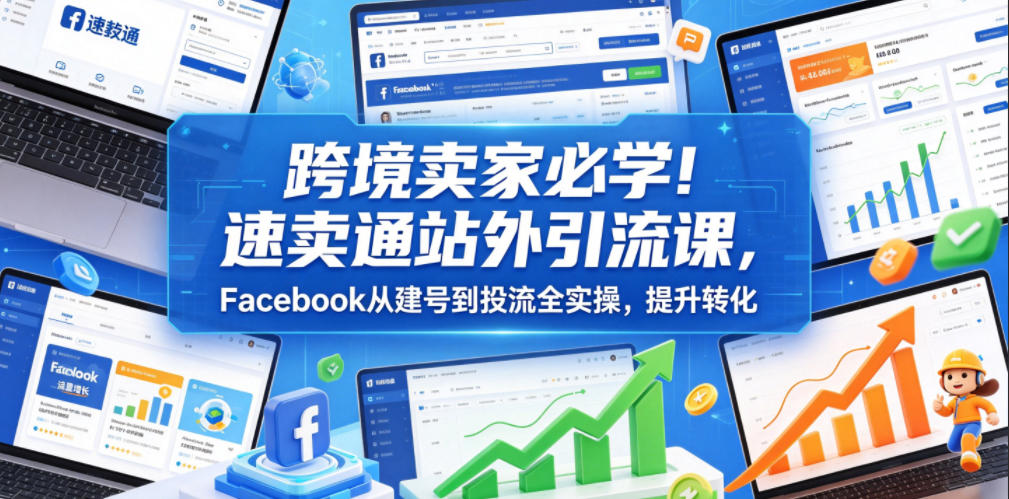 跨境卖家必学！速卖通站外引流课，Facebook从建号到投流全实操，提升转化-副业资源网