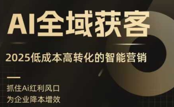 AI全域获客实训营，2025低成本高转化的智能营销，精准找客，高效营销-副业资源网