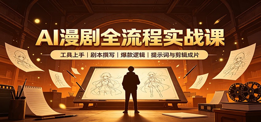 AI漫剧全流程实战课:工具上手、剧本撰写、爆款逻辑、提示词与剪辑成片-副业资源网
