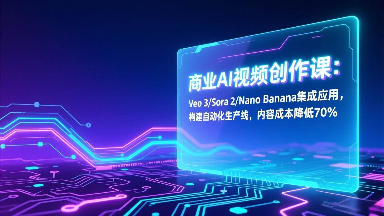 （17070期）商业AI视频创作课：Veo 3/Sora 2/Nano Banana集成应用，构建自动化生产线，内容成本降低70%-副业资源网