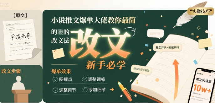 小说推文爆单大佬教你最简单的改文方法实操课，新手必学-副业资源网