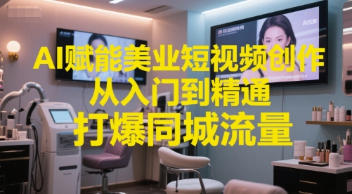 AI赋能美业短视频创作，从入门到精通，打爆同城流量，超级AI工具短视频实操落地-副业资源网