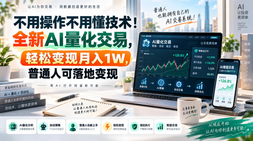 不用操作不用懂技术！全新AI量化交易，轻松变现月入1W，普通人可落地变现！【揭秘】-副业资源网